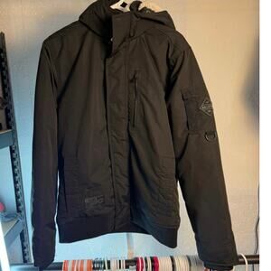 HOLLISTER FAUX FUR LINED JACKET COAT BLACK MENS SIZE LARGE